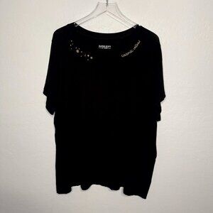 Torrid Embroirdered Gold Super Soft Black Cosmic Top 3 3X 22/24